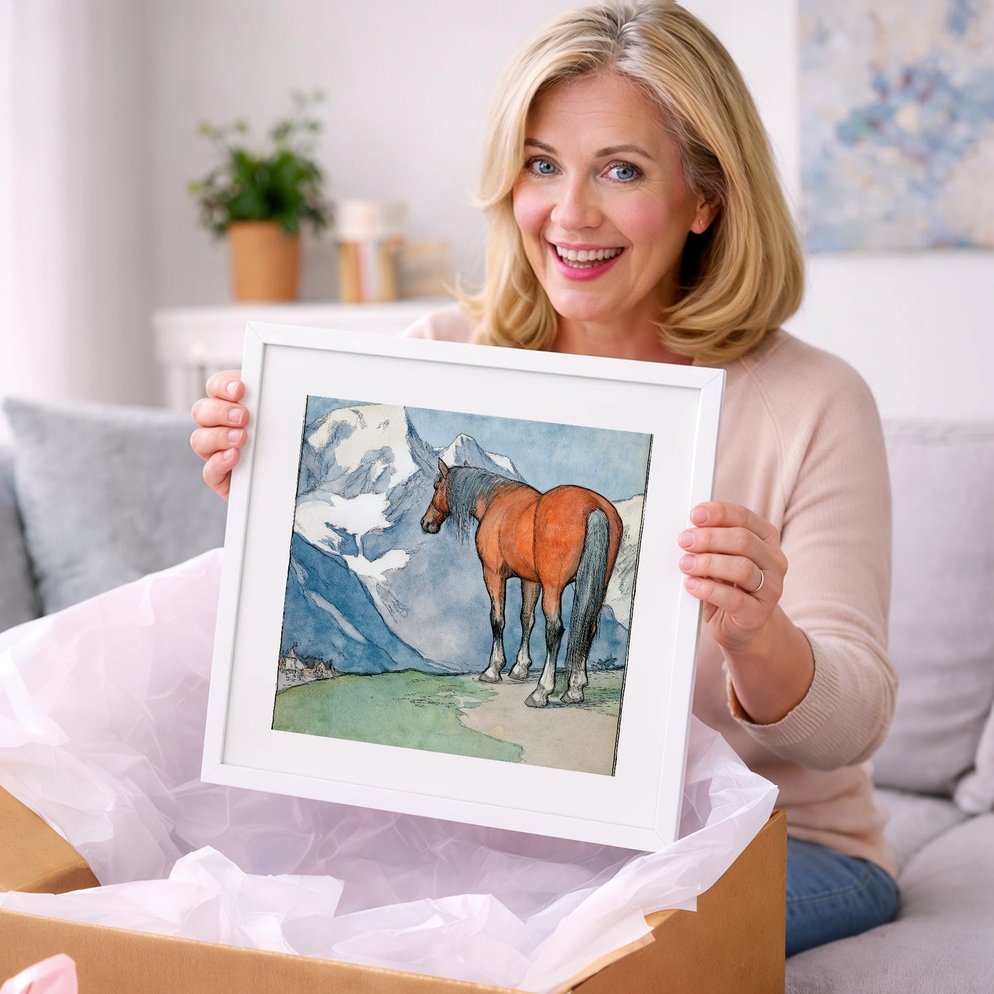 The Mountain Sentinel - horse landscape art gift idea for horse lovers