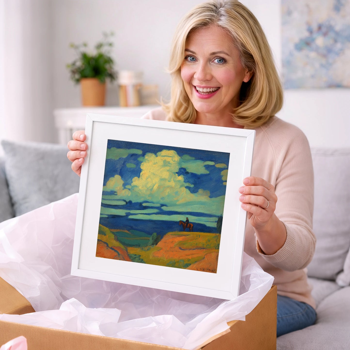 Beneath Billowing Skies - horse landscape art gift idea for horse lovers