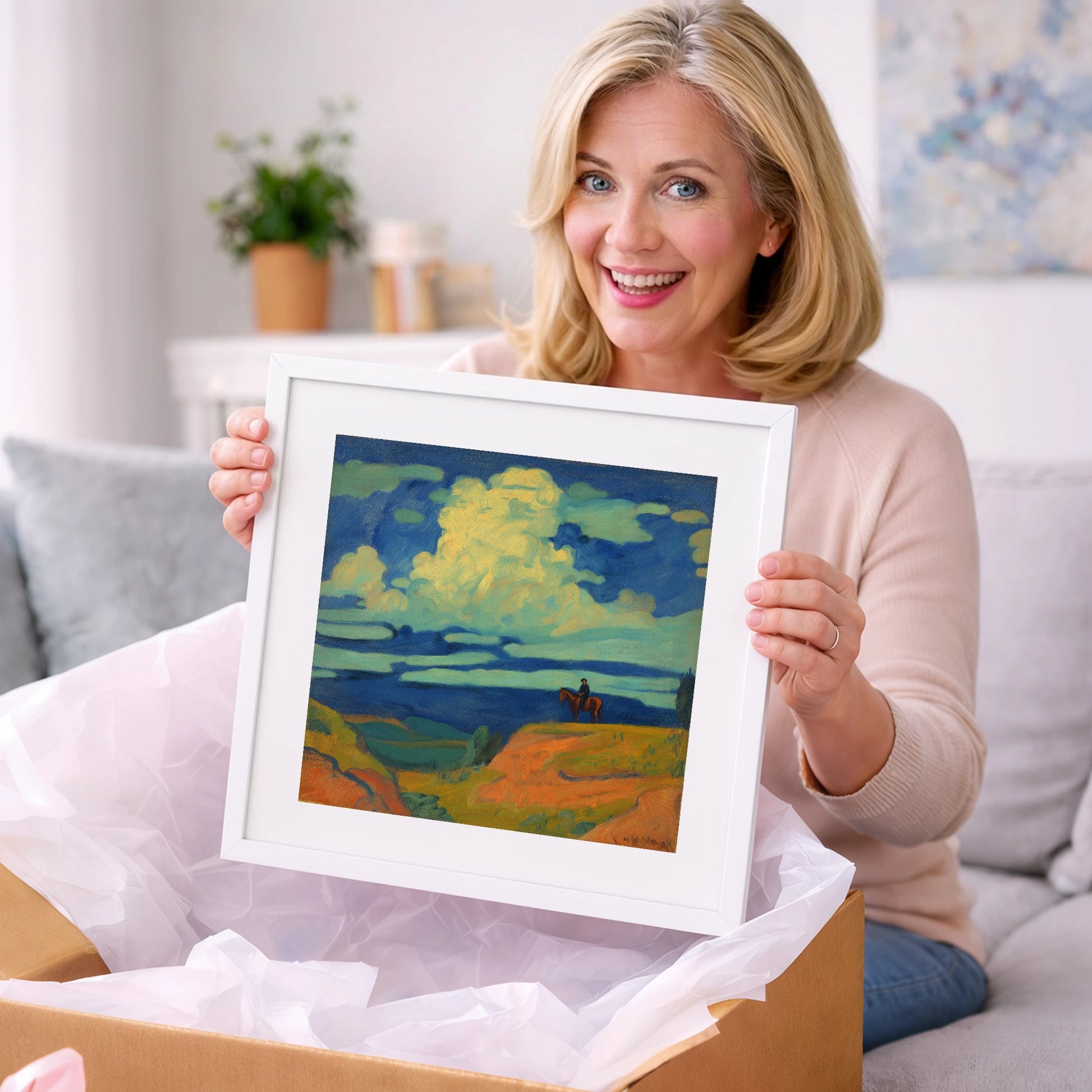 Beneath Billowing Skies - horse landscape art gift idea for horse lovers
