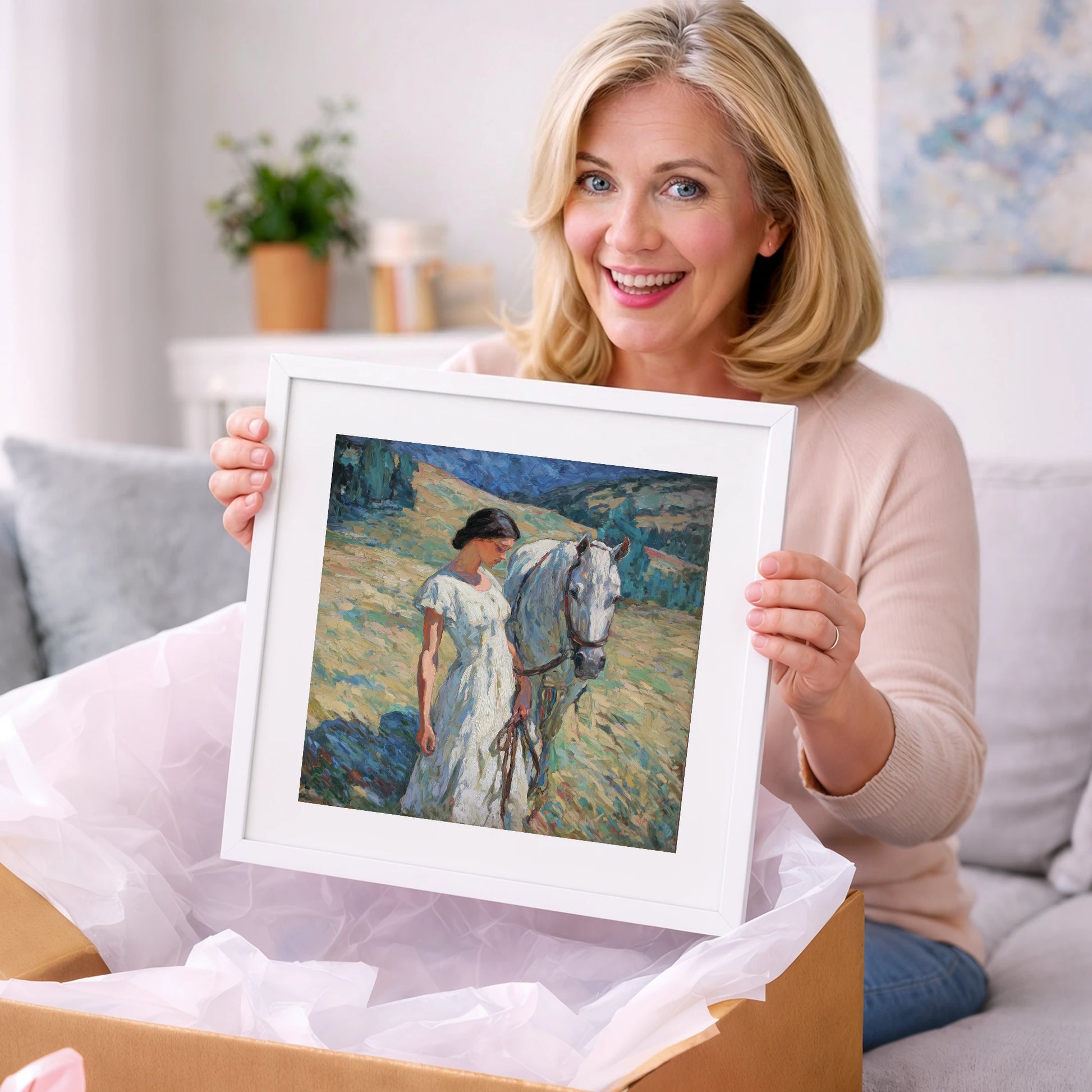 A Quiet Connection - horse & rider art gift idea for horse lovers