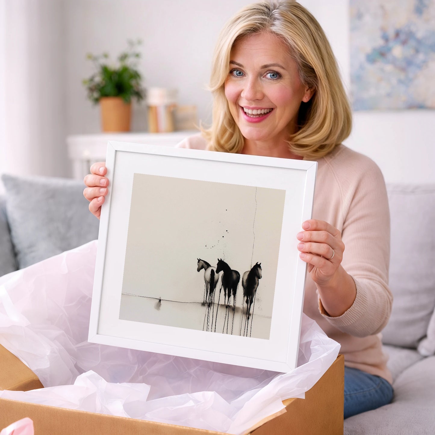 Three Silent Silhouettes - horse landscape art gift idea for horse lovers