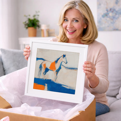 Ultramarine and Orange Profile - horse portrait art gift idea for horse lovers