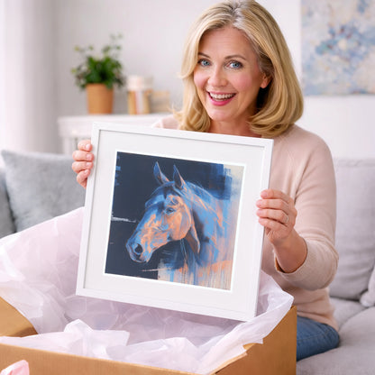 Cobalt and Copper Gaze - horse portrait art gift idea for horse lovers