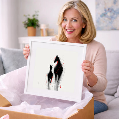 Crimson Threads - mare & foal art gift idea for horse lovers