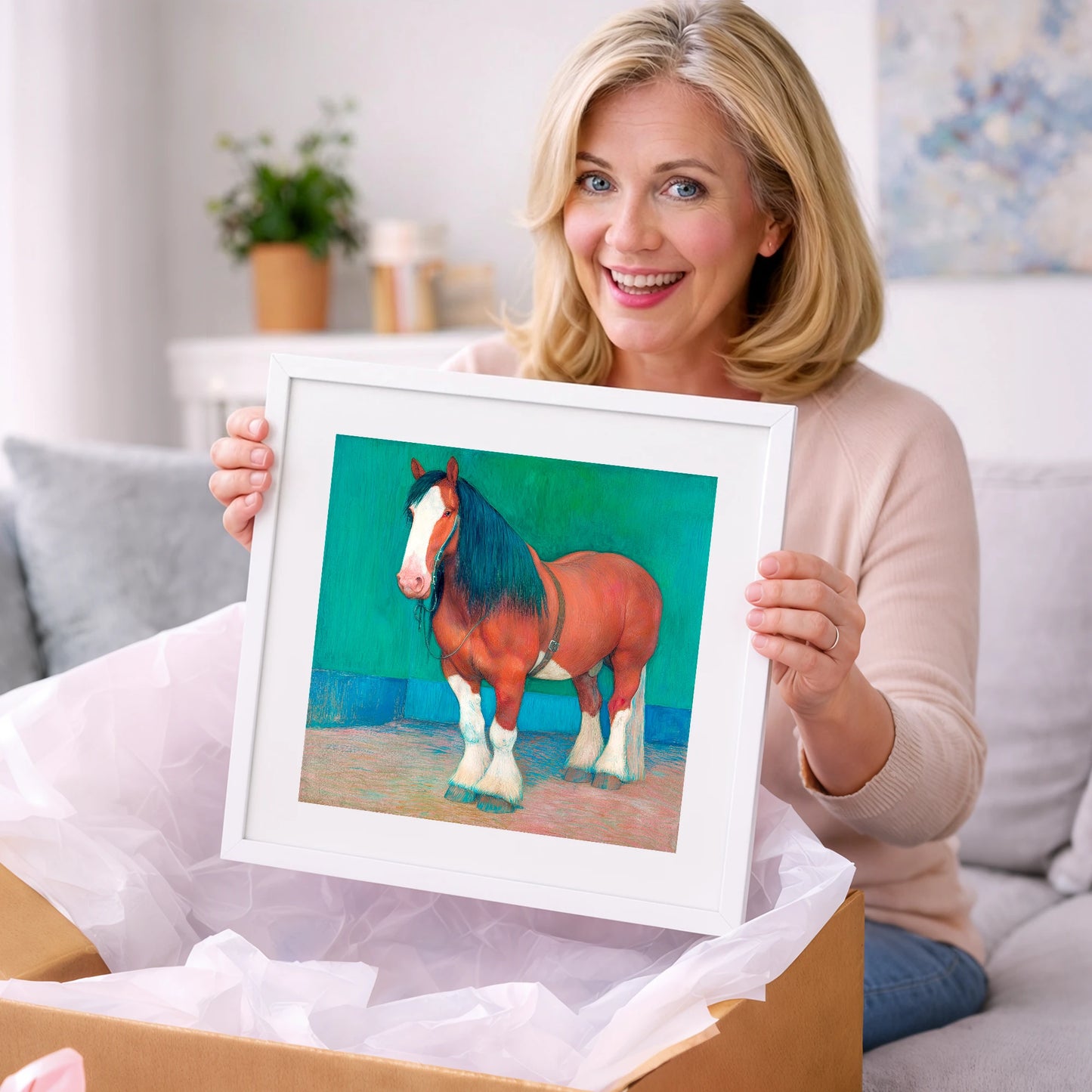 Vibrant Heavy Horse - horse breed art gift idea for horse lovers