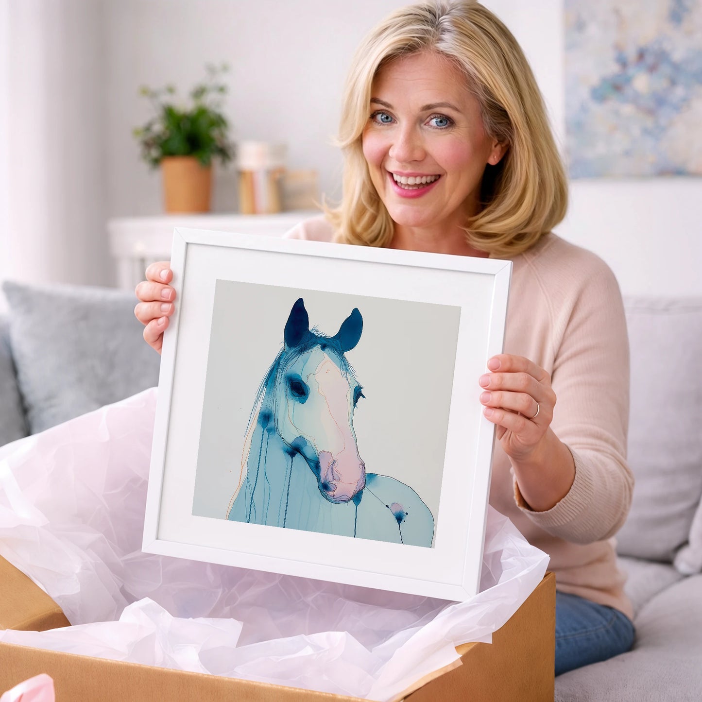 Cerulean Spirit - horse portrait art gift idea for horse lovers