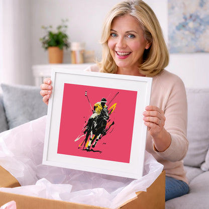 Velocity in Magenta - polo horse art gift idea for horse lovers
