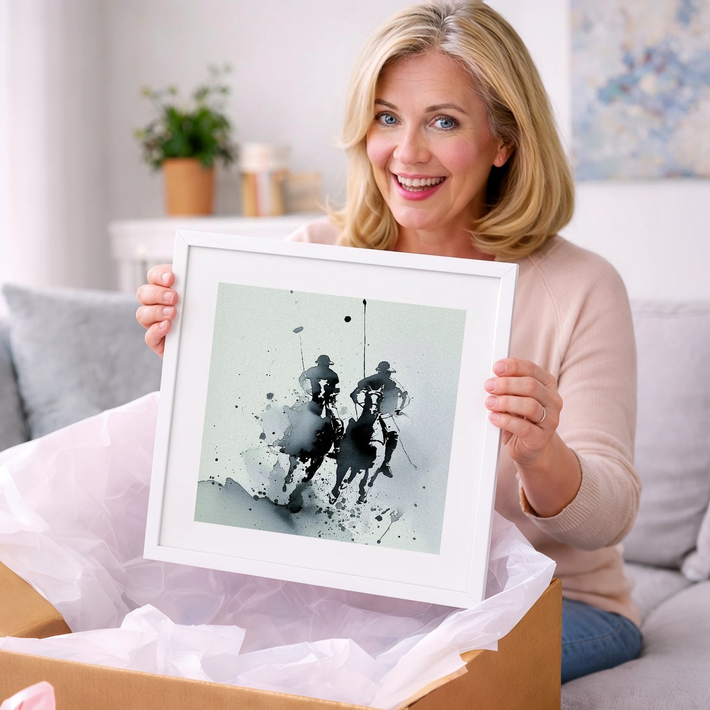 Thundering Polo Pursuit - polo horse art gift idea for horse lovers