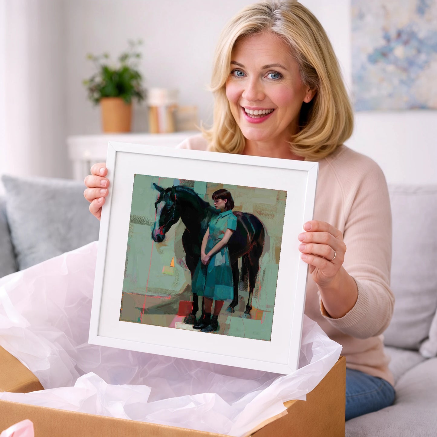 A Quiet Connection - horse & rider art gift idea for horse lovers