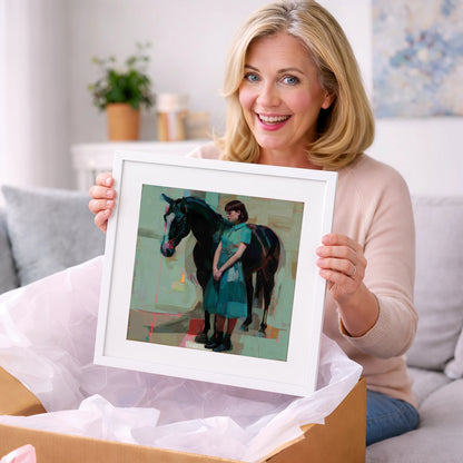 A Quiet Connection - horse & rider art gift idea for horse lovers