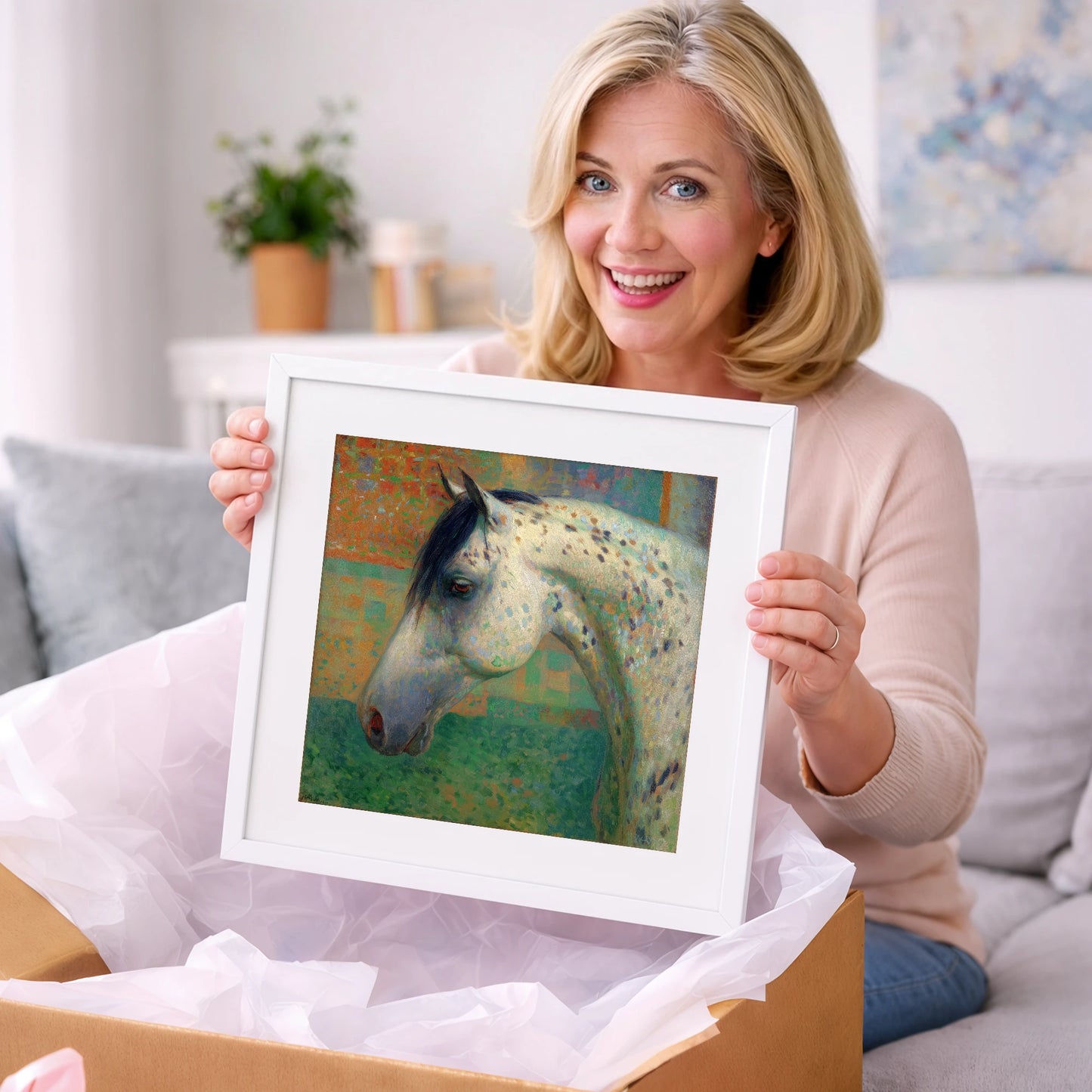 Vibrant Spotted Portrait - horse breed art gift idea for horse lovers