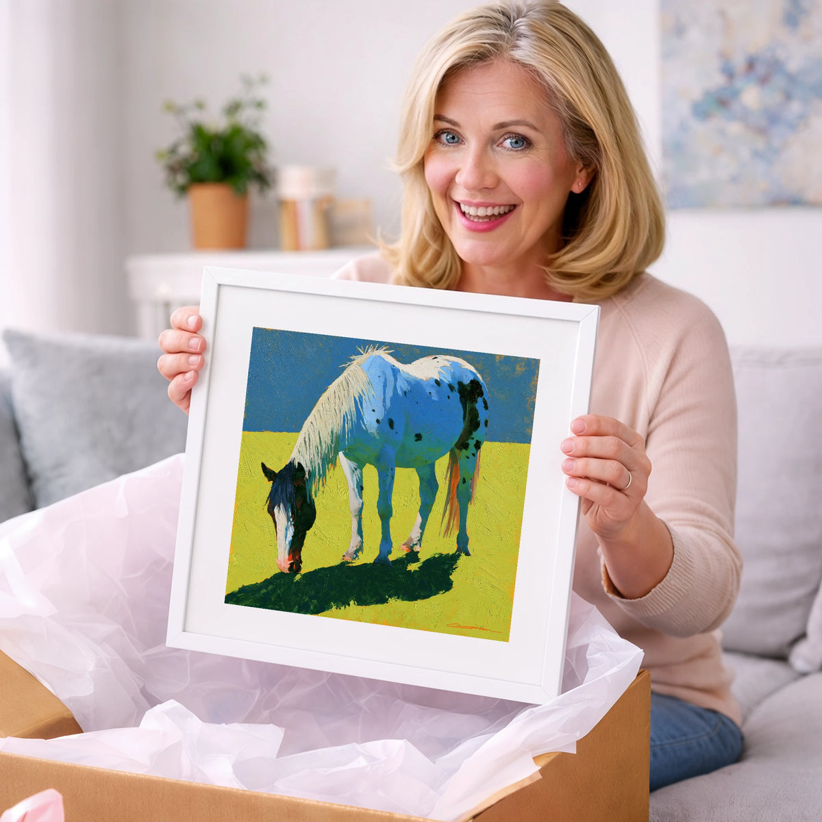 Vibrant Appaloosa Horse Grazing - horse breed art gift idea for horse lovers