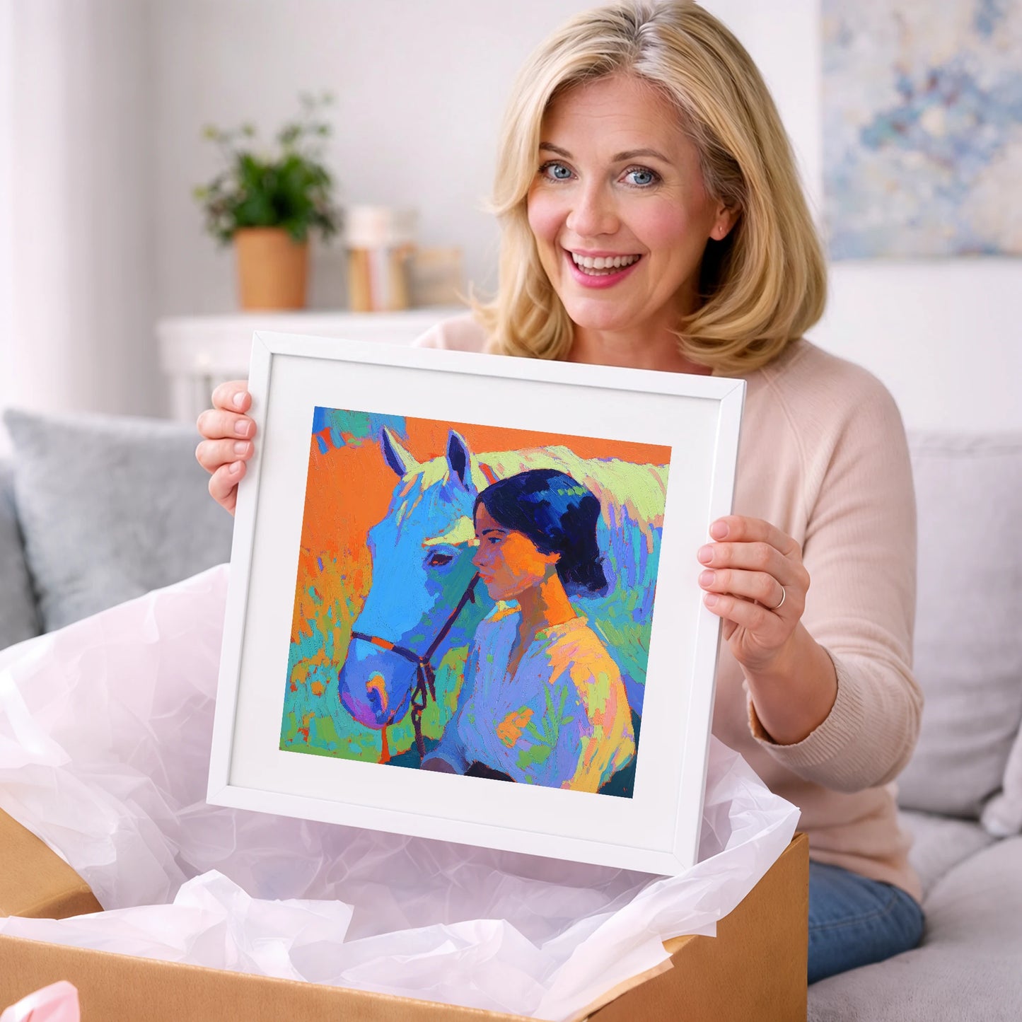 Vibrant Connection - horse & rider art gift idea for horse lovers