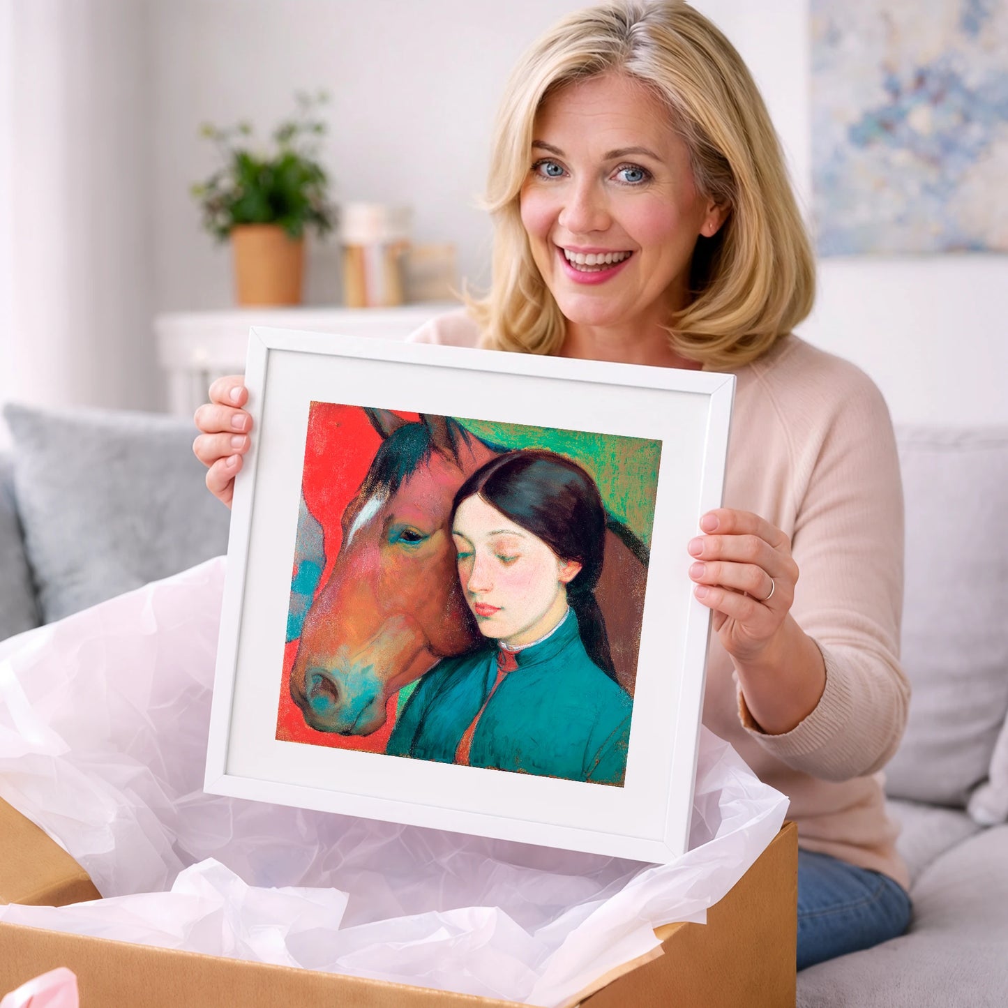 Silent Devotion - horse & rider art gift idea for horse lovers