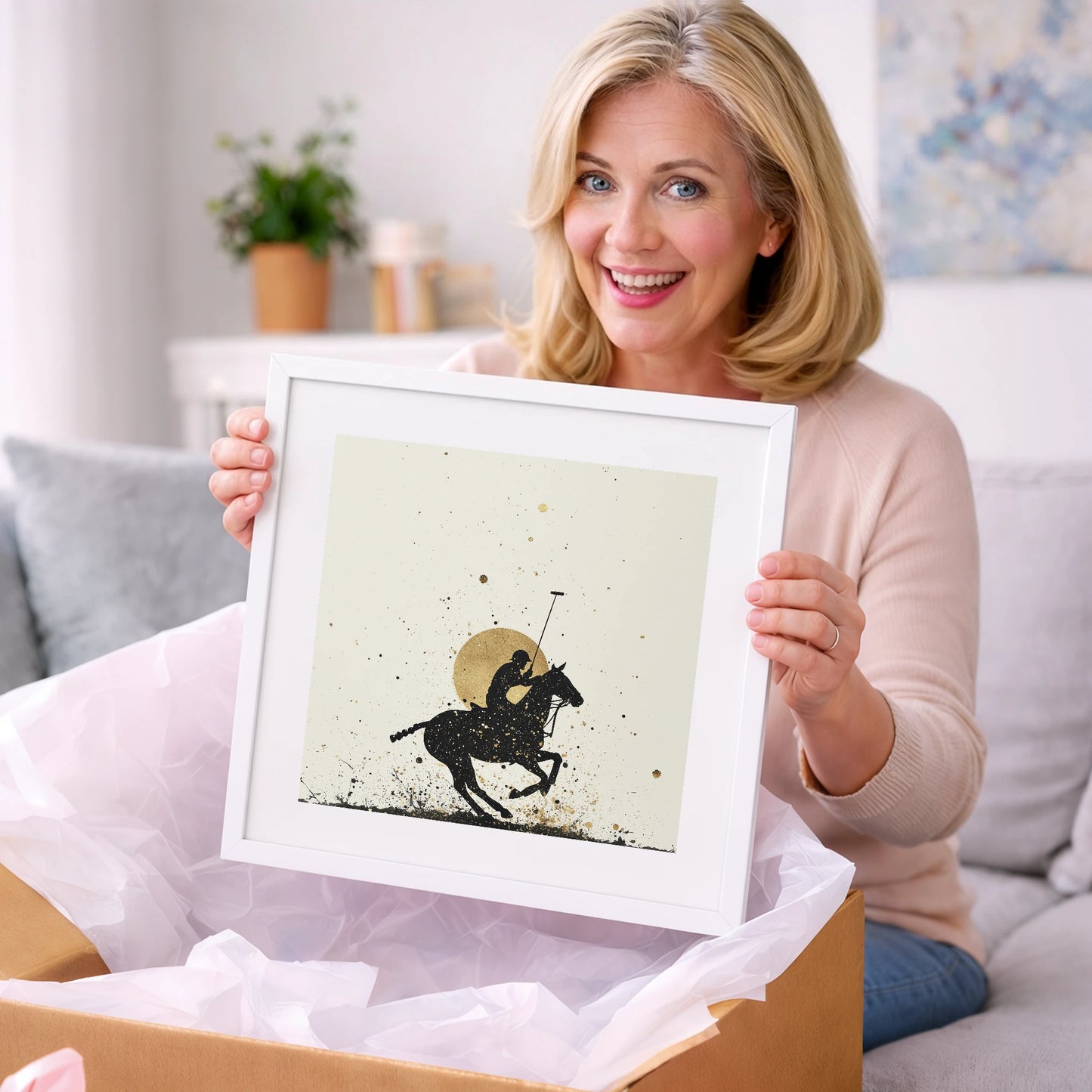 Golden Chukka Eclipse - polo horse art gift idea for horse lovers