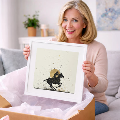 Golden Chukka Eclipse - polo horse art gift idea for horse lovers