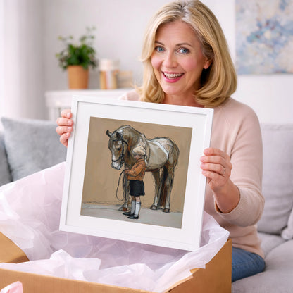 Gentle Companionship - horse & rider art gift idea for horse lovers