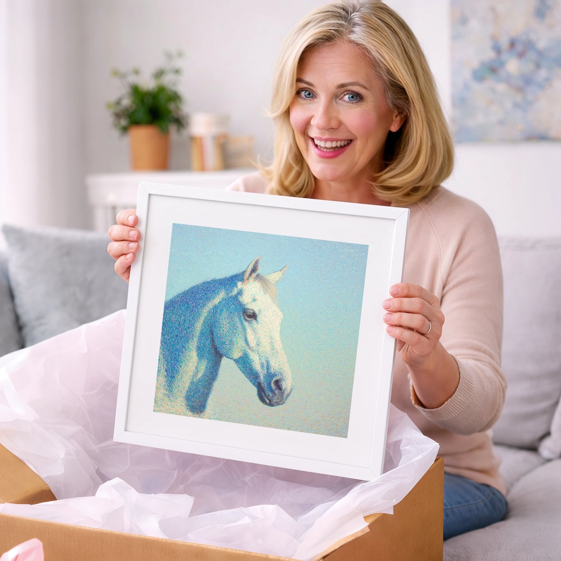 Ethereal Grey Portrait - horse portrait art gift idea for horse lovers
