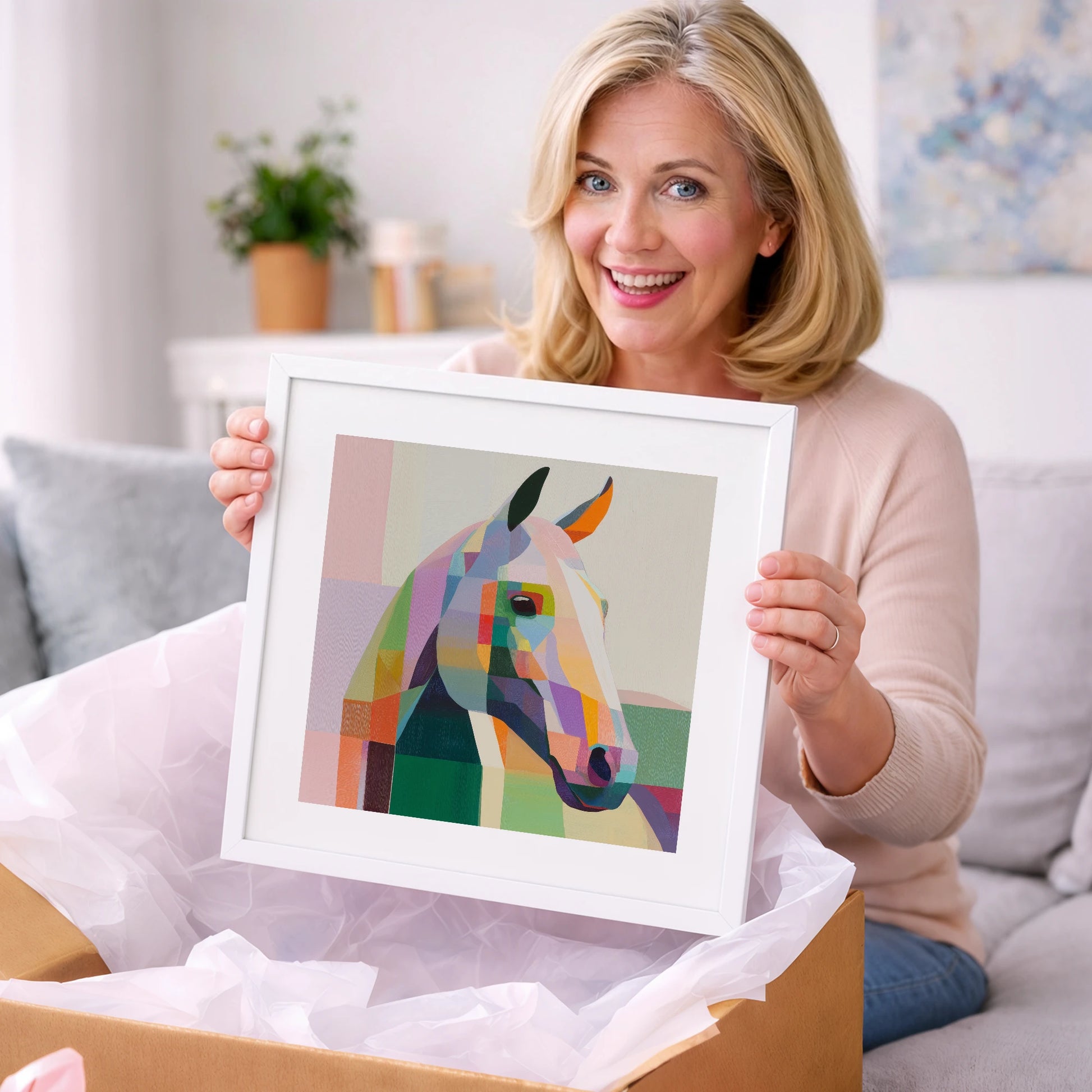 The Prismatic Profile - horse portrait art gift idea for horse lovers