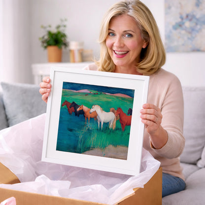 The Emerald Shallows - wild horses art gift idea for horse lovers