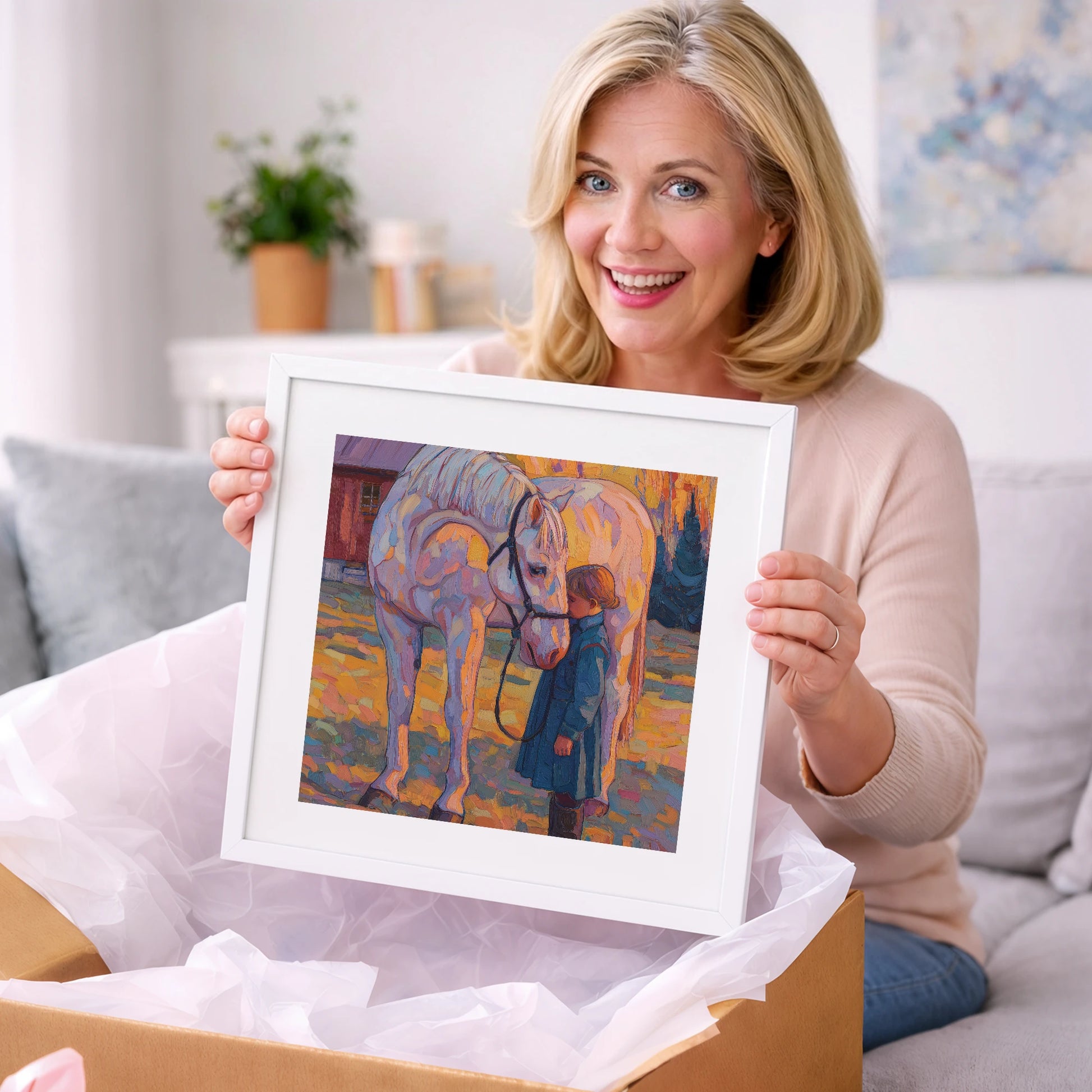 A Quiet Connection - horse & rider art gift idea for horse lovers