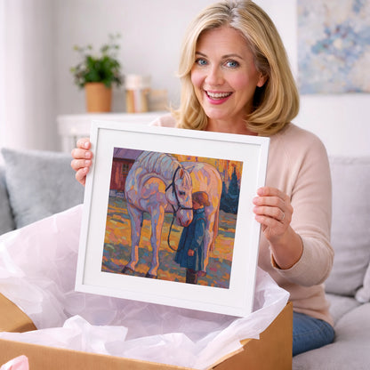 A Quiet Connection - horse & rider art gift idea for horse lovers