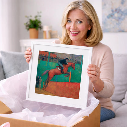 Emerald Arena Flight - show jumping horse art gift idea for horse lovers