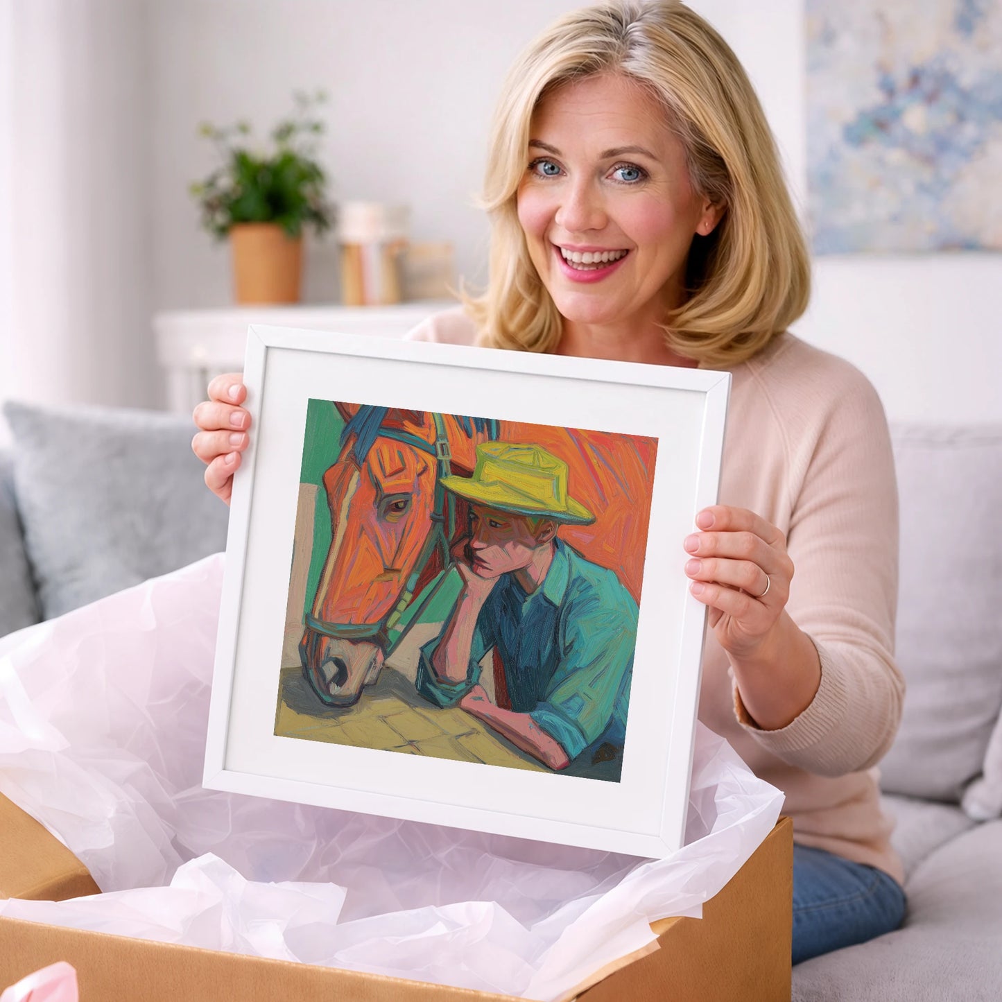Quiet Companionship - horse & rider art gift idea for horse lovers