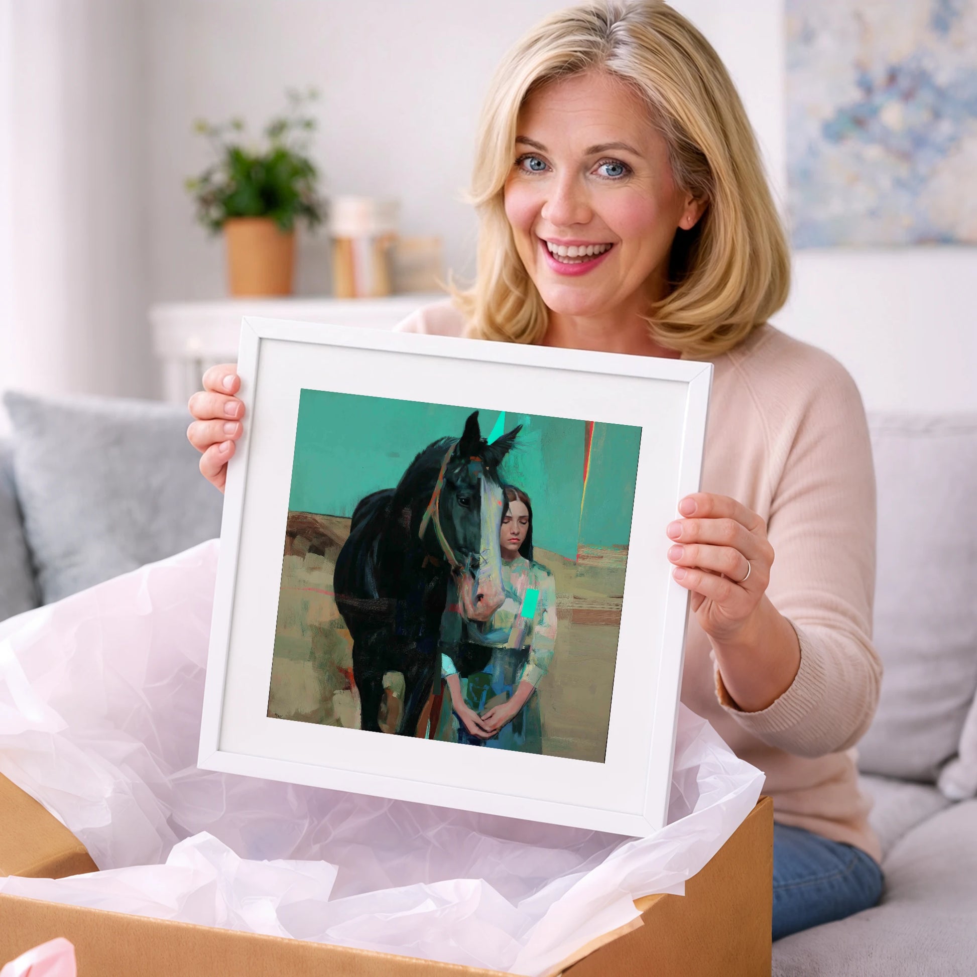 The Quiet Bond - horse & rider art gift idea for horse lovers