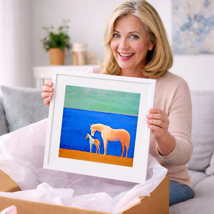 Cobalt Bond - mare & foal art gift idea for horse lovers