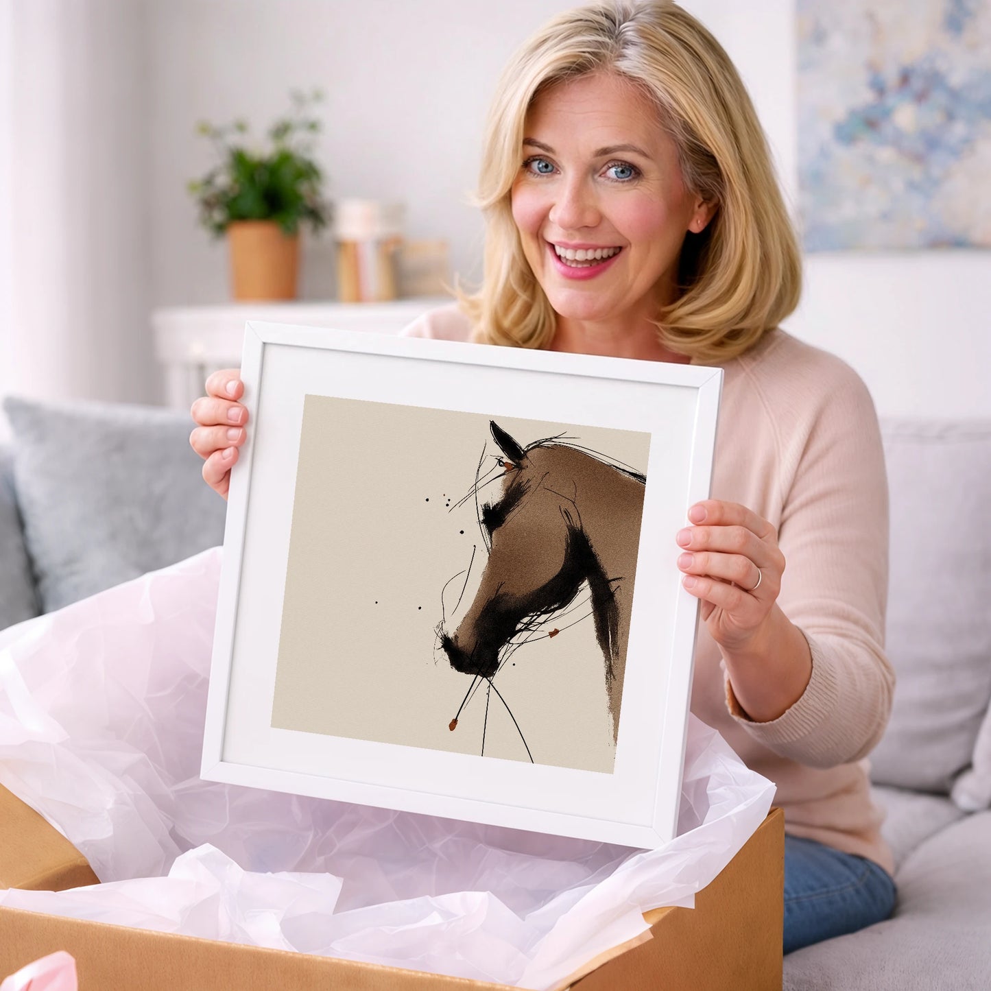 Sepia Ink Profile - horse portrait art gift idea for horse lovers