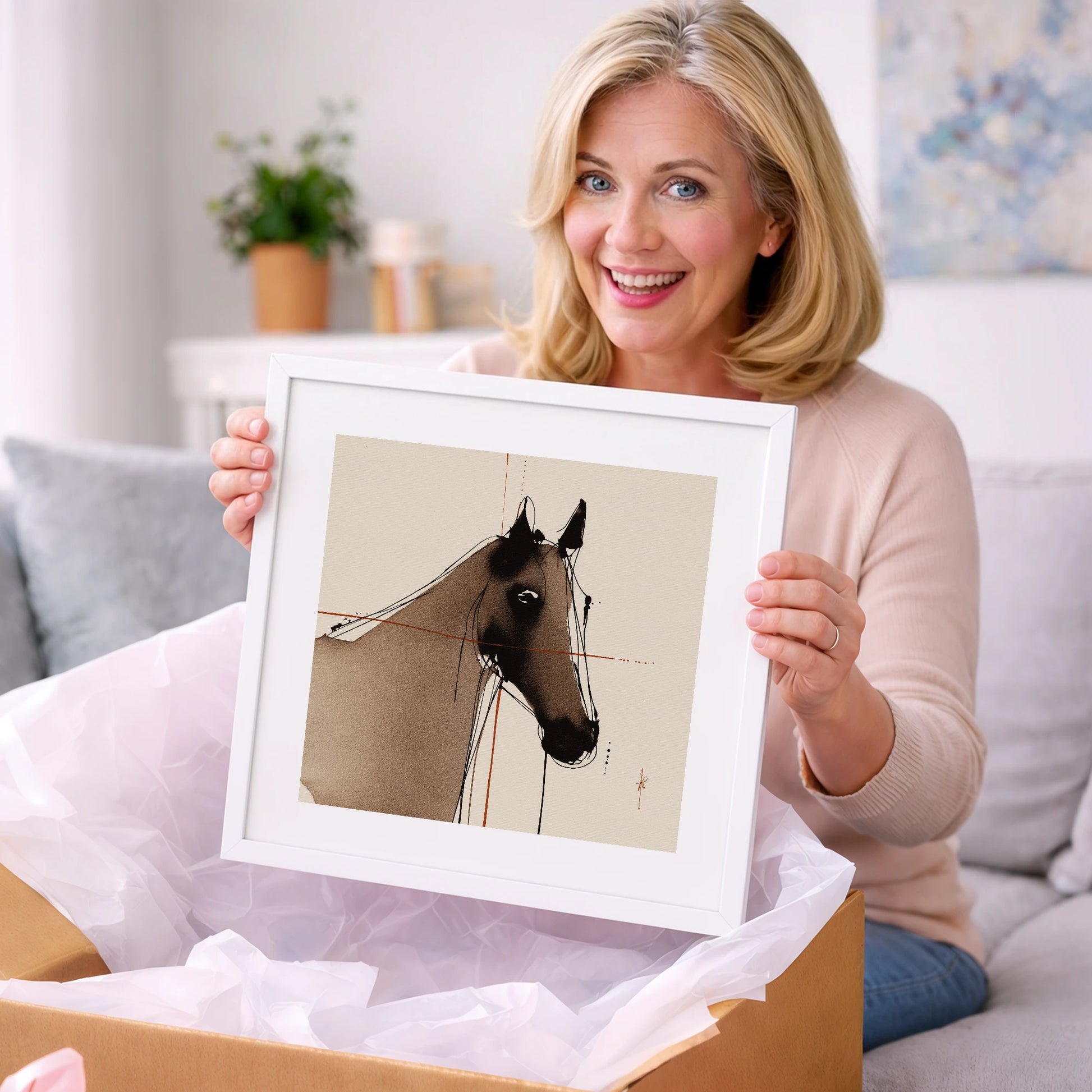 Sepia Equine Silhouette - horse portrait art gift idea for horse lovers
