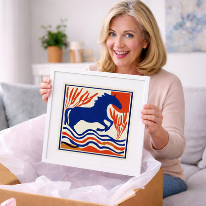 The Cobalt Leap - wild horses art gift idea for horse lovers