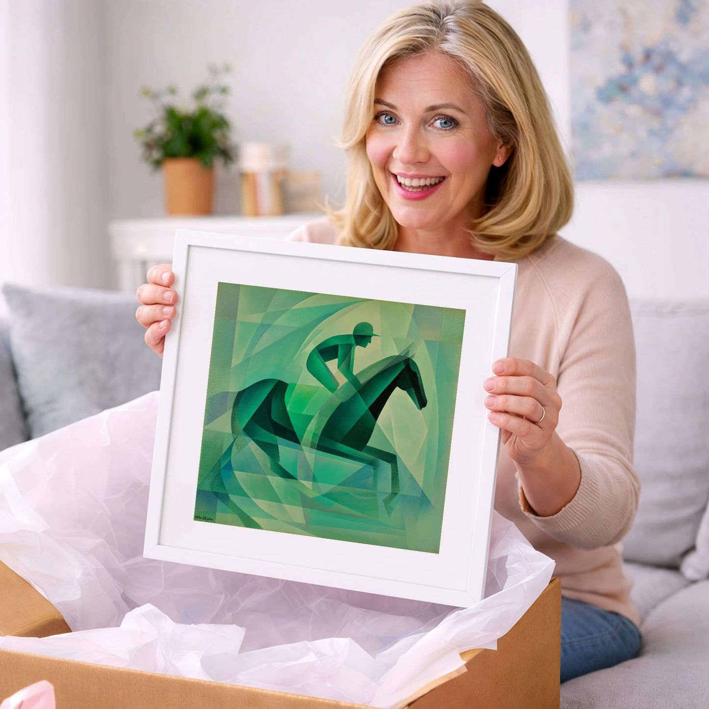 Verdant Stride - racing horse art gift idea for horse lovers