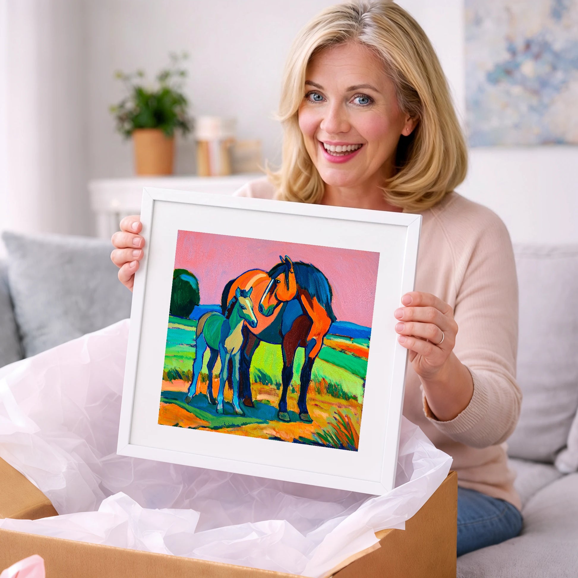 Vivid Bonds - mare & foal art gift idea for horse lovers