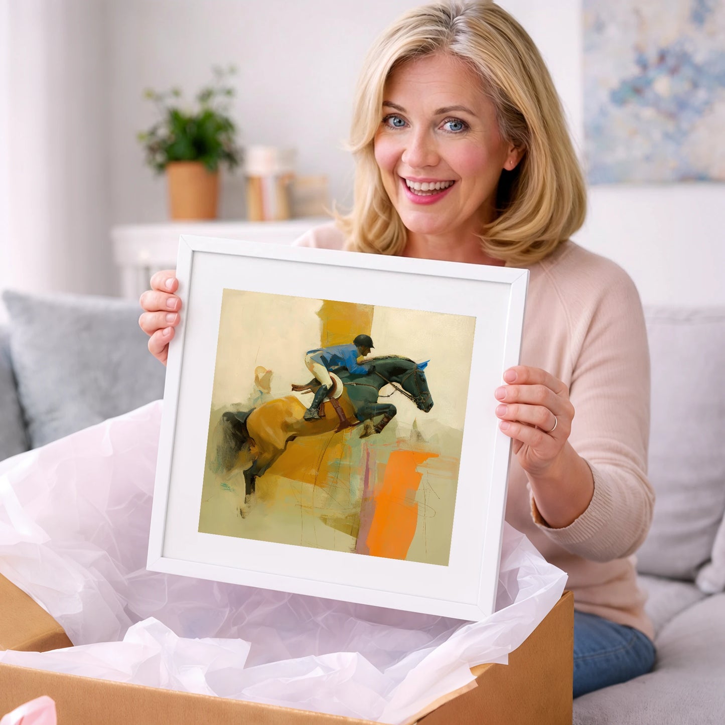 Abstract Showjumping Flight - show jumping horse art gift idea for horse lovers