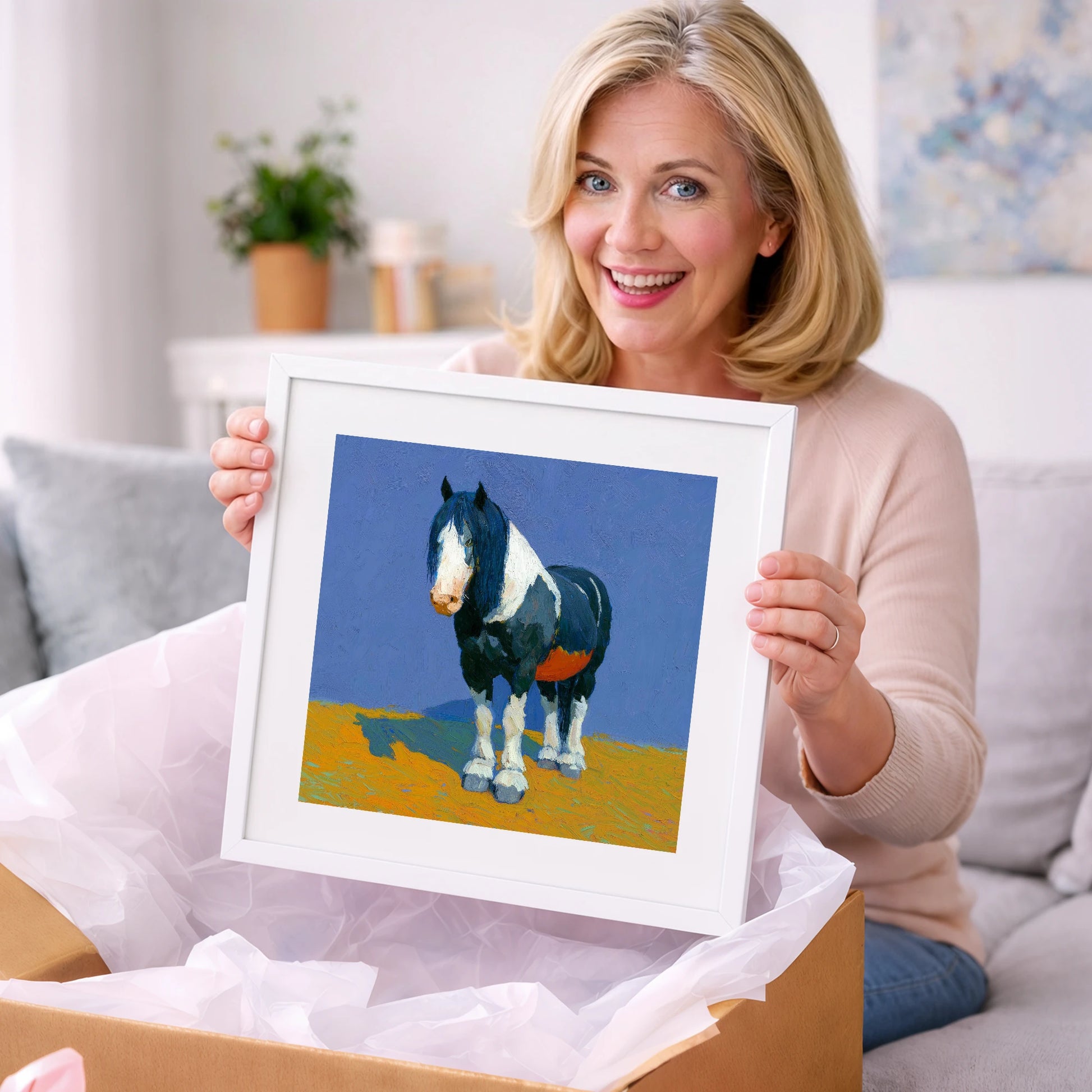 Sun-Drenched Coloured Cob - horse breed art gift idea for horse lovers