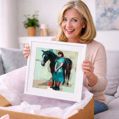 A Quiet Connection - horse & rider art gift idea for horse lovers