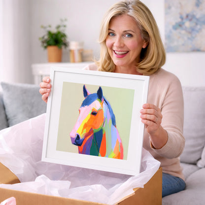 Vivid Technicolour Spirit - horse portrait art gift idea for horse lovers