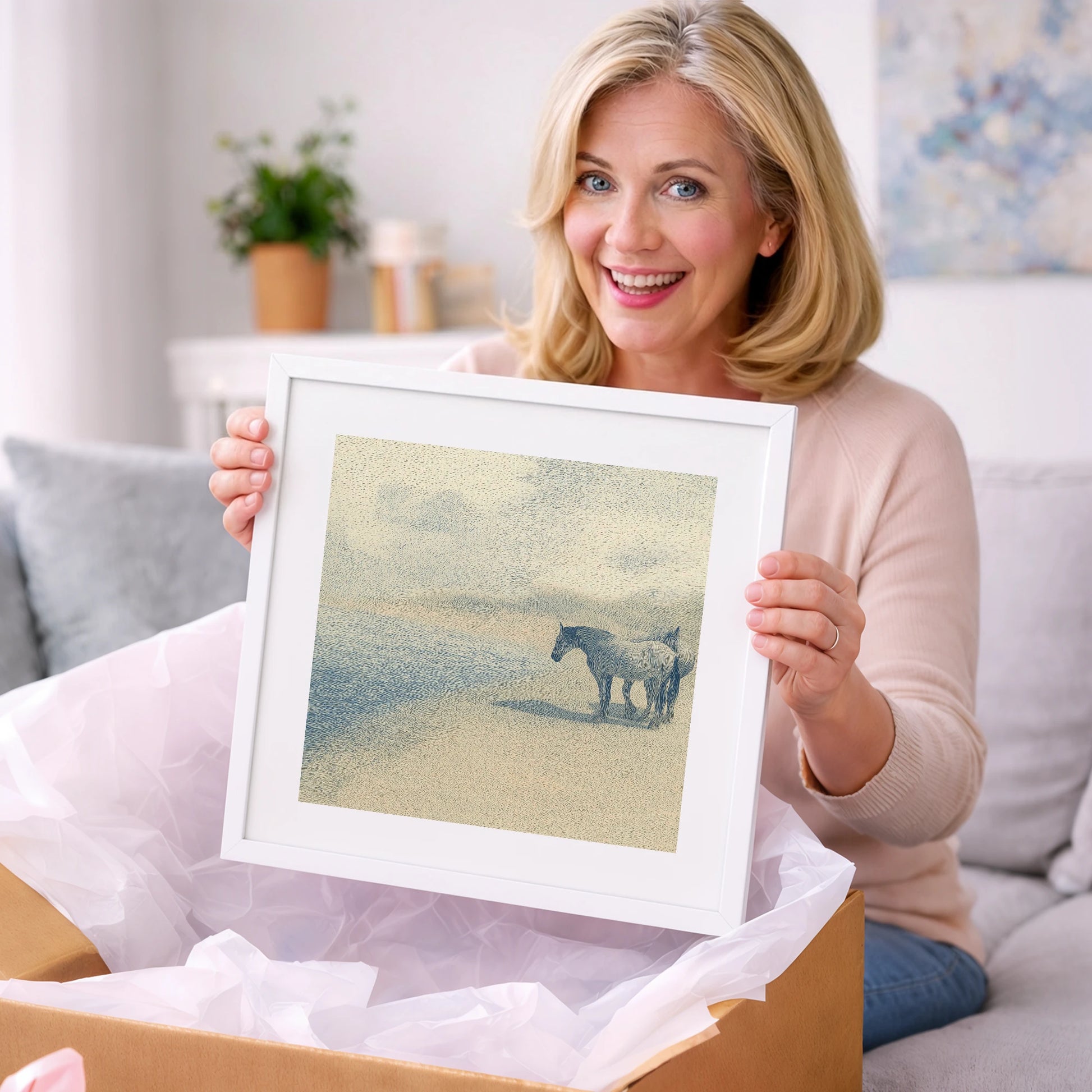 Coastal Companions - horse landscape art gift idea for horse lovers