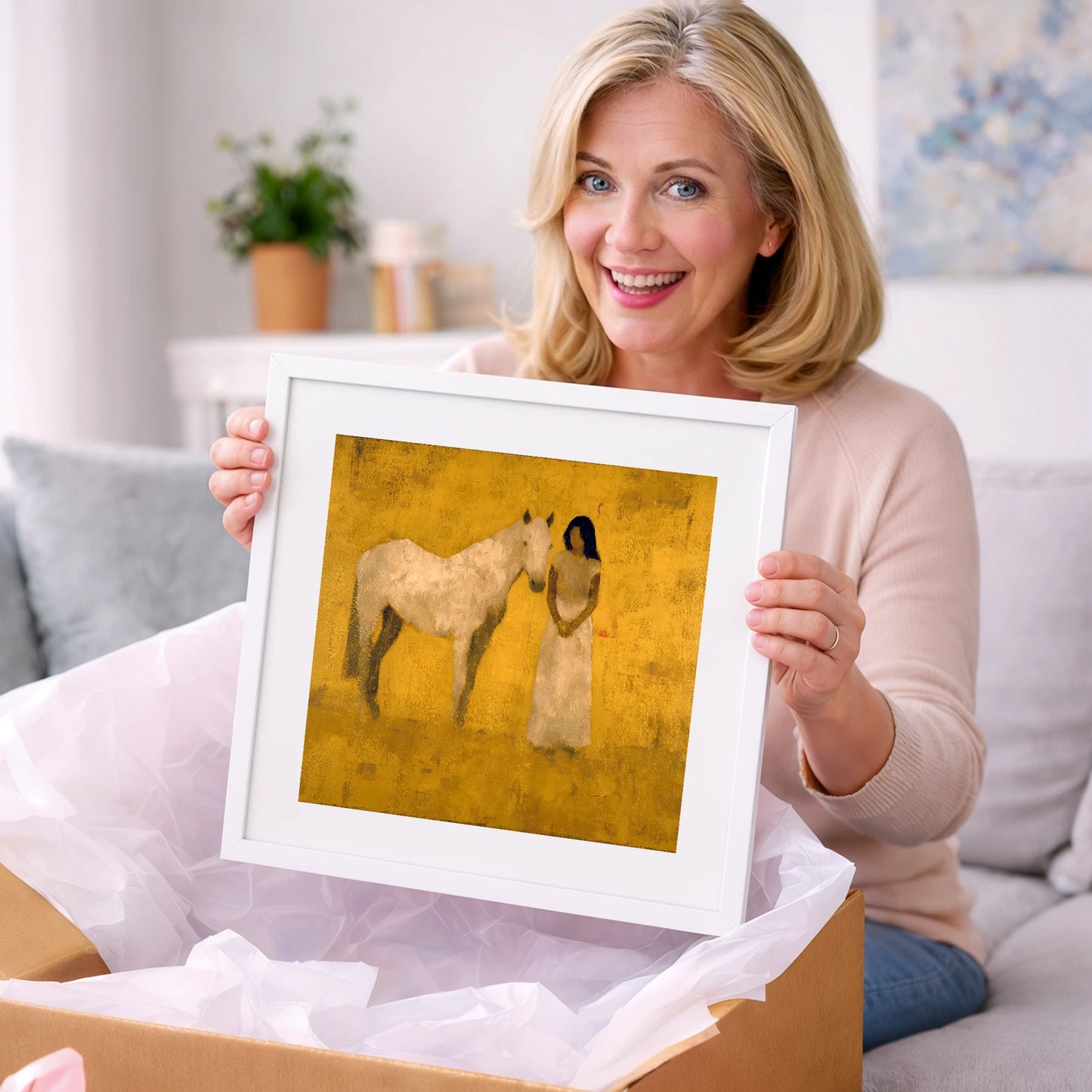 The Golden Bond - horse & rider art gift idea for horse lovers