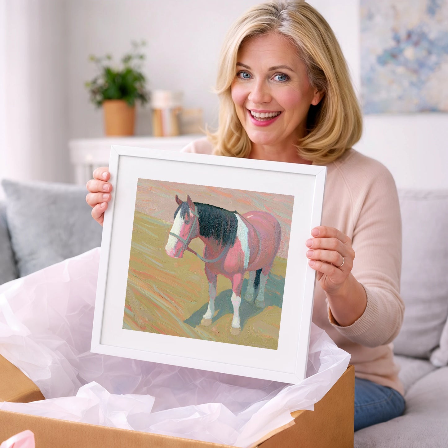 The Gentle Skewbald - working horse art gift idea for horse lovers