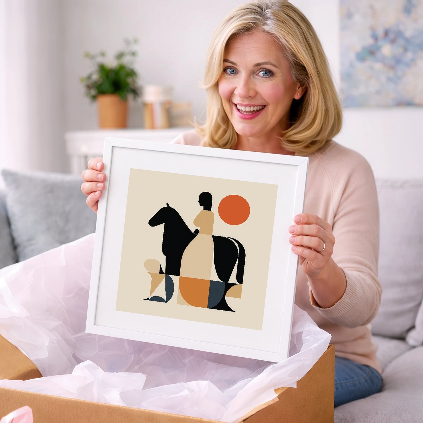 Harmony in Silhouette - horse & rider art gift idea for horse lovers