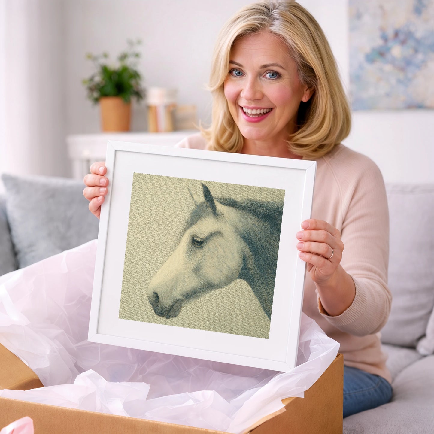 Classic Slate Equine Profile - horse portrait art gift idea for horse lovers