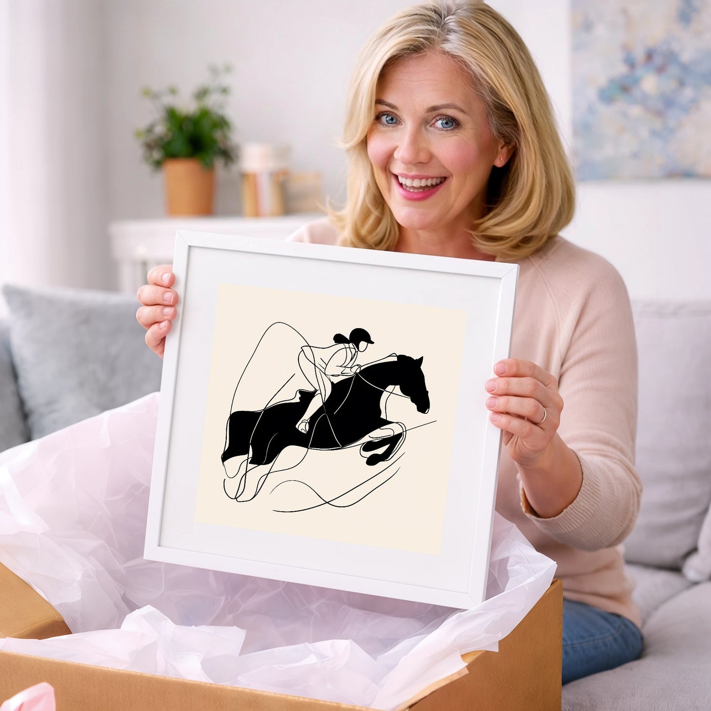 Fluid Showjumping Silhouette - show jumping horse art gift idea for horse lovers