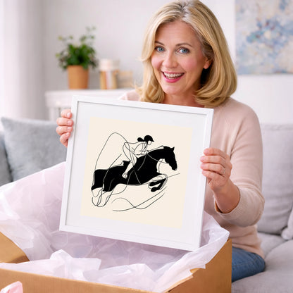 Fluid Showjumping Silhouette - show jumping horse art gift idea for horse lovers