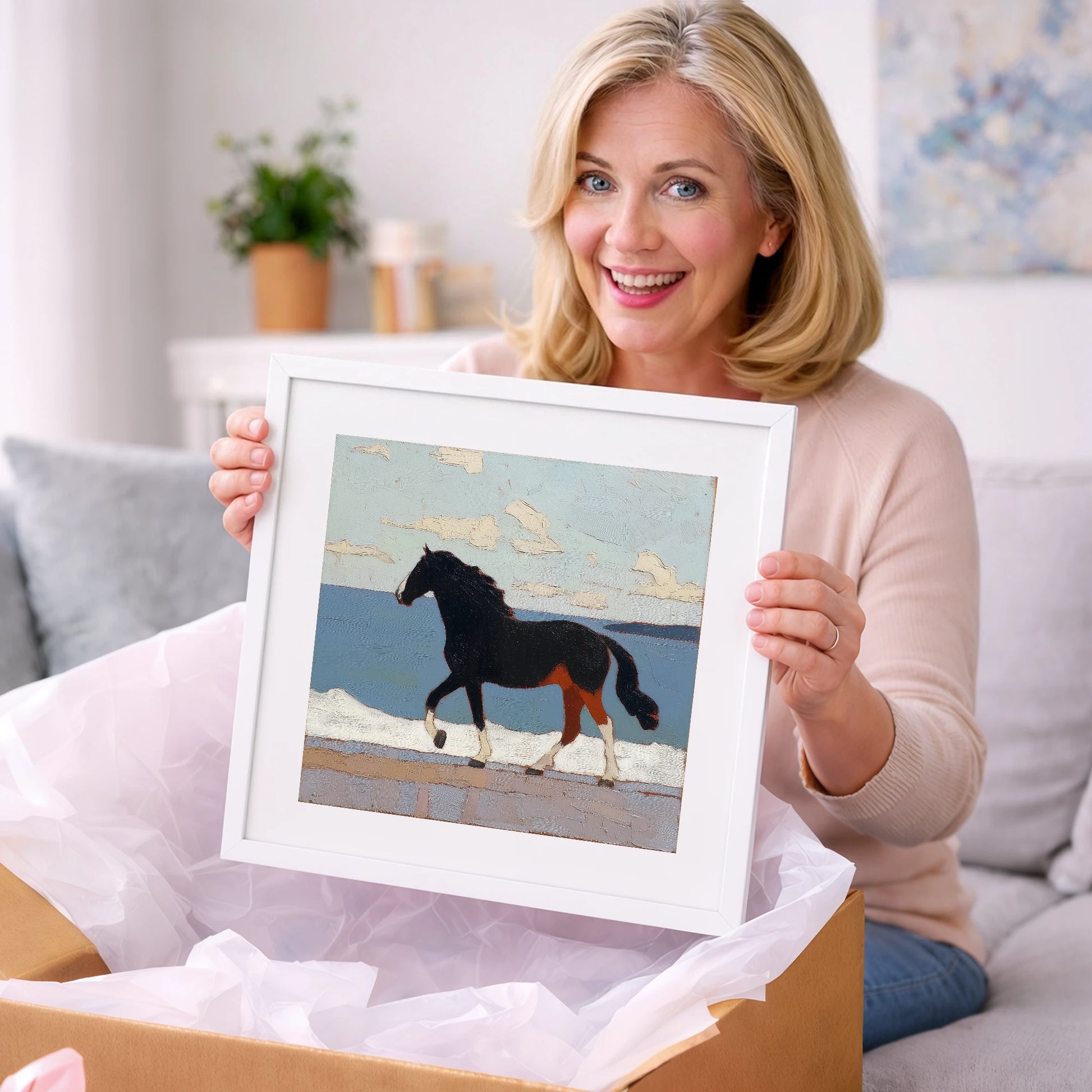 Seaside Stride - horse landscape art gift idea for horse lovers