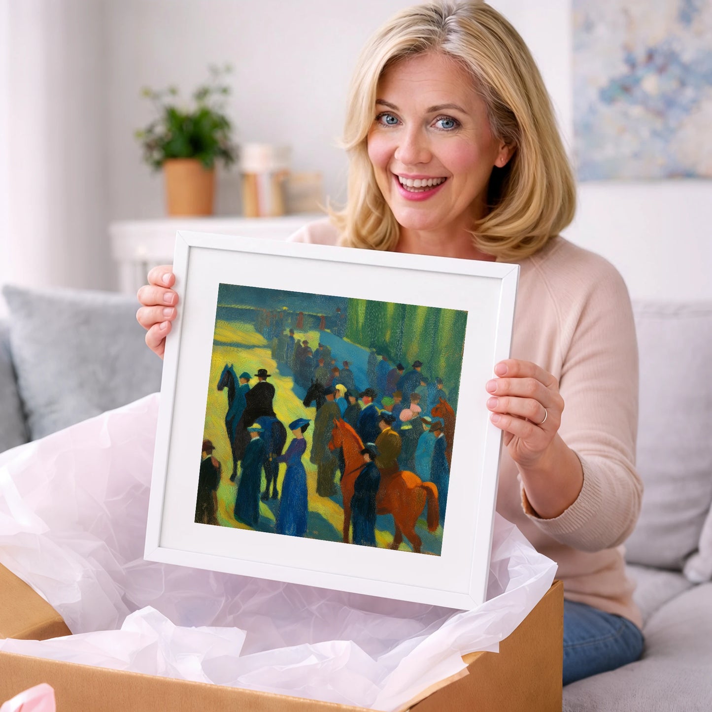 Paddock Gathering - racing horse art gift idea for horse lovers