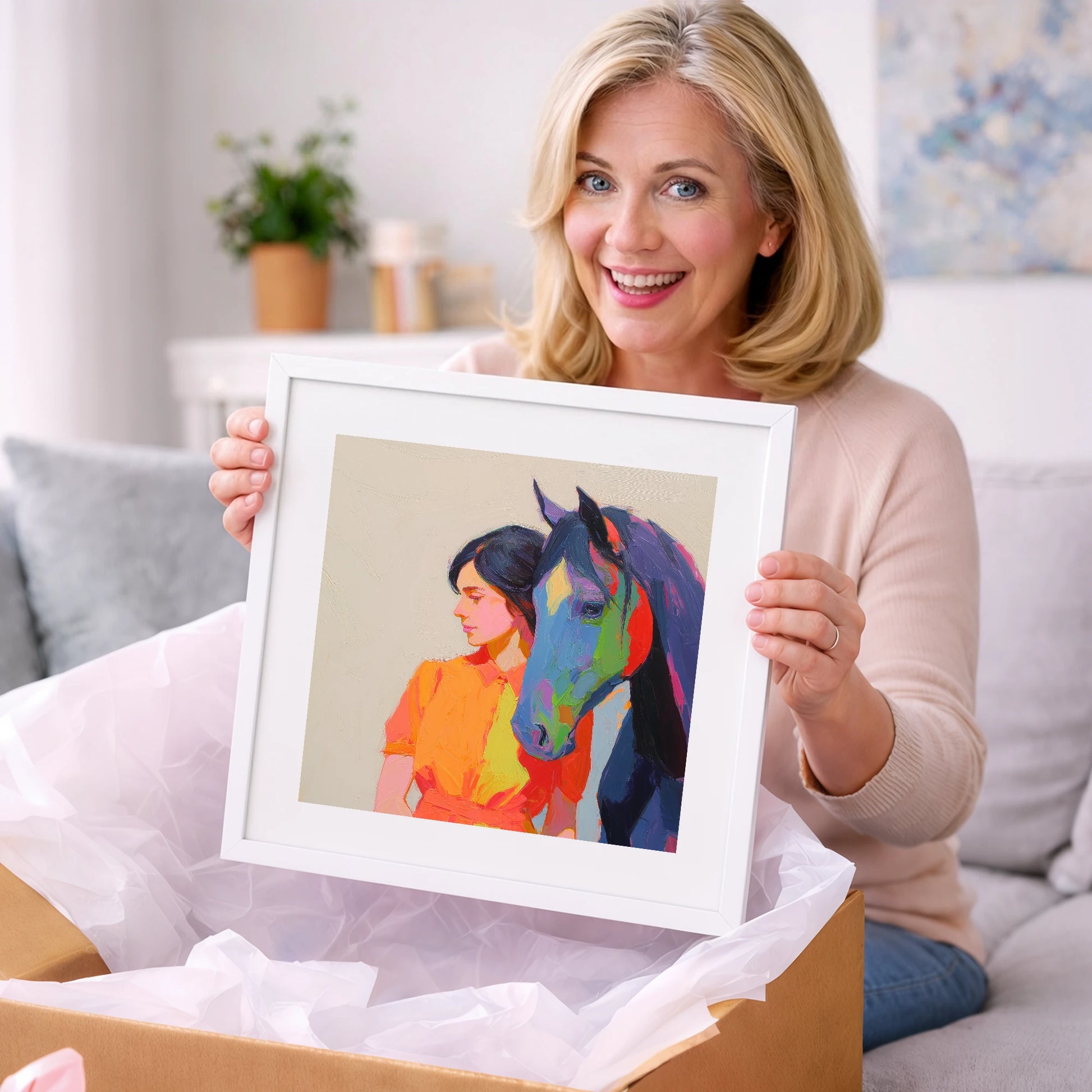 Vivid Companion - horse & rider art gift idea for horse lovers
