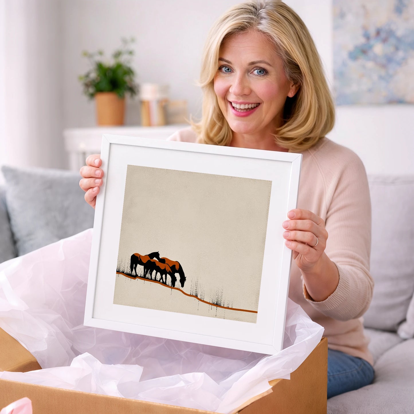 Copper and Ink Herd - wild horses art gift idea for horse lovers